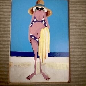 Vintage 2000 Paula Payne Beach Ladies Set of 3 Framed Art Coastal Whimsical